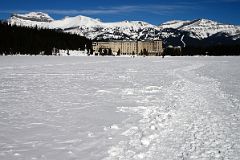 21 Frozen Lake Louise With Chateau Lake Louise, Mount Richardson, Whitehorn Mountain, Redoubt Mountain, Lipalian Mountain Behind In Winter.jpg